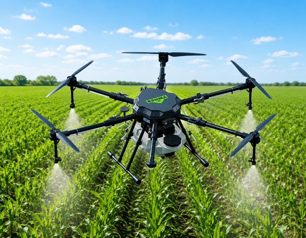 Shankar-Agri10 agricultural spraying drone in operation